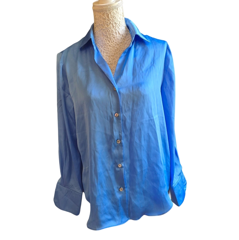 Satin Blue Button-Down Shirt, Industry Republic NWT